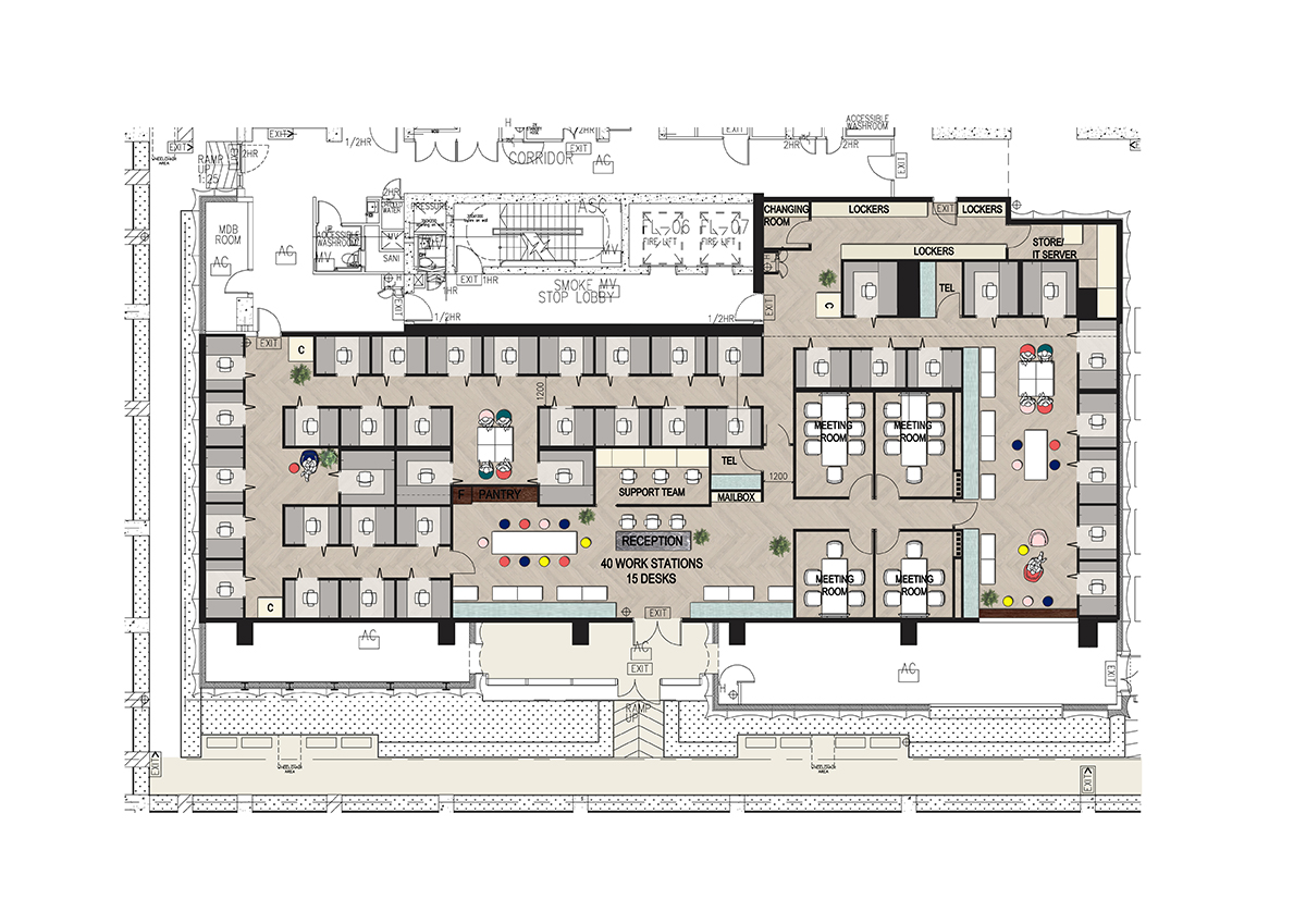 Clustered planning of the co-working space for lawyers