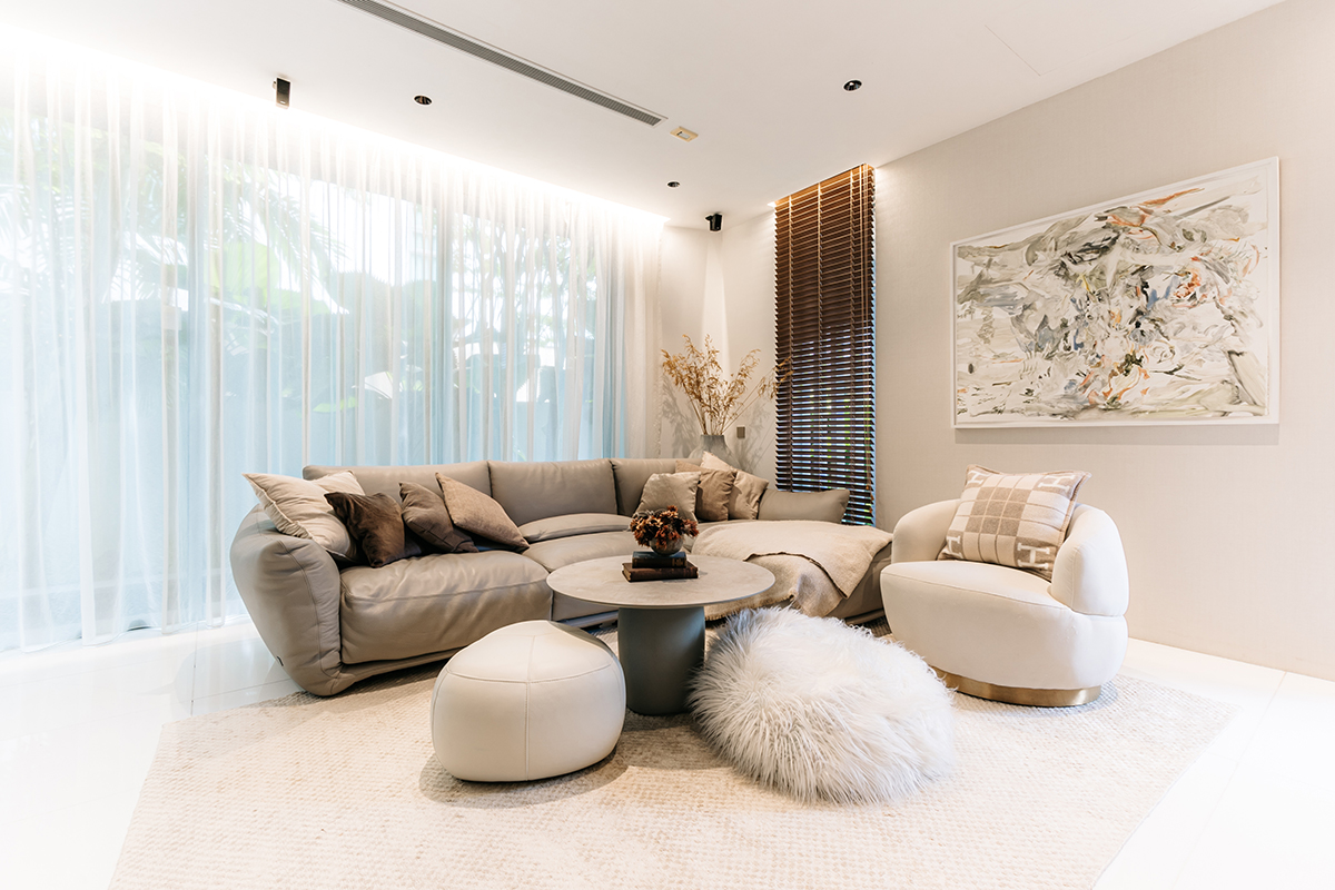 Living and dining spaces opened up to one another in the reworked plan
