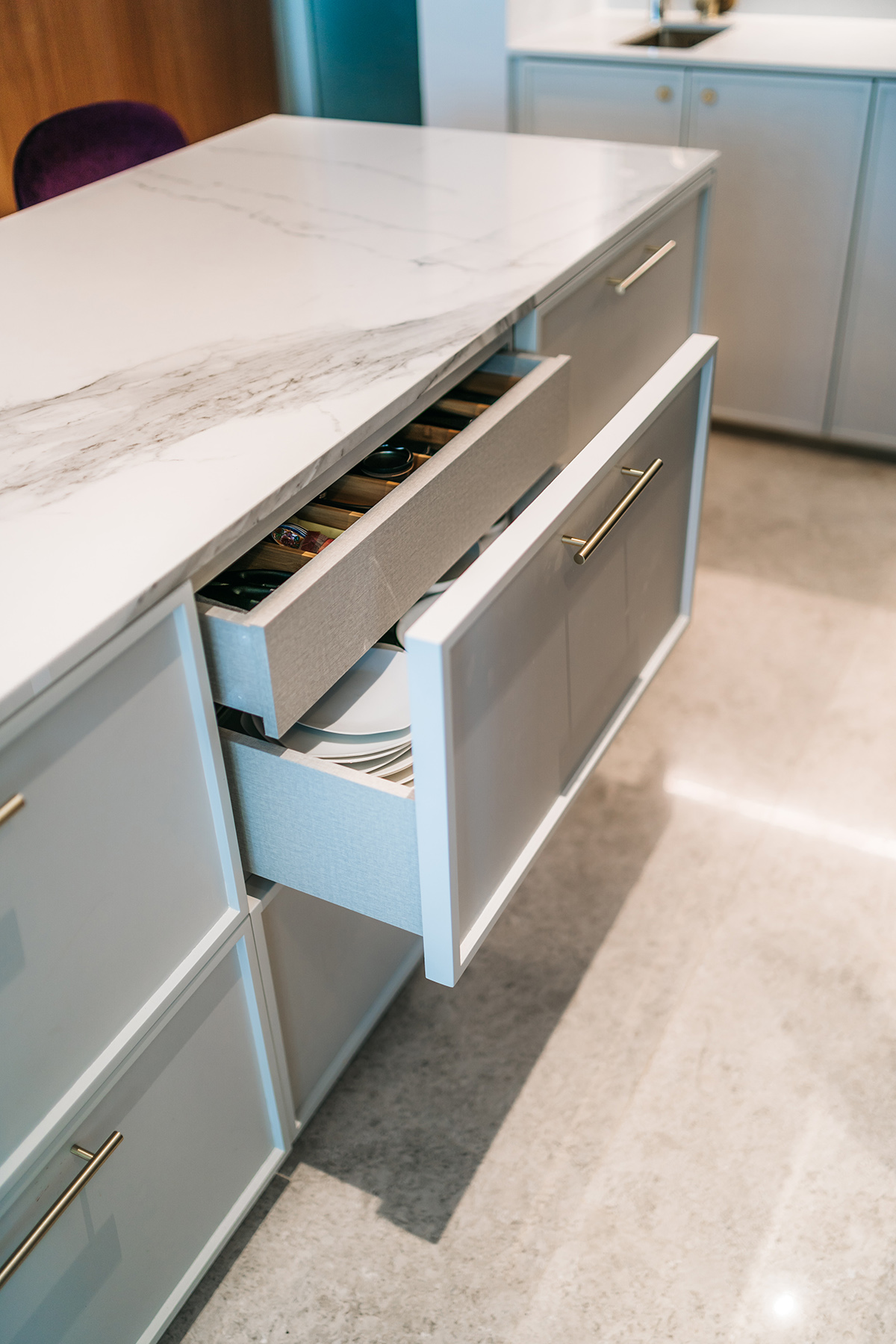 Retrofitted kitchen finished in a restrained neutral palette