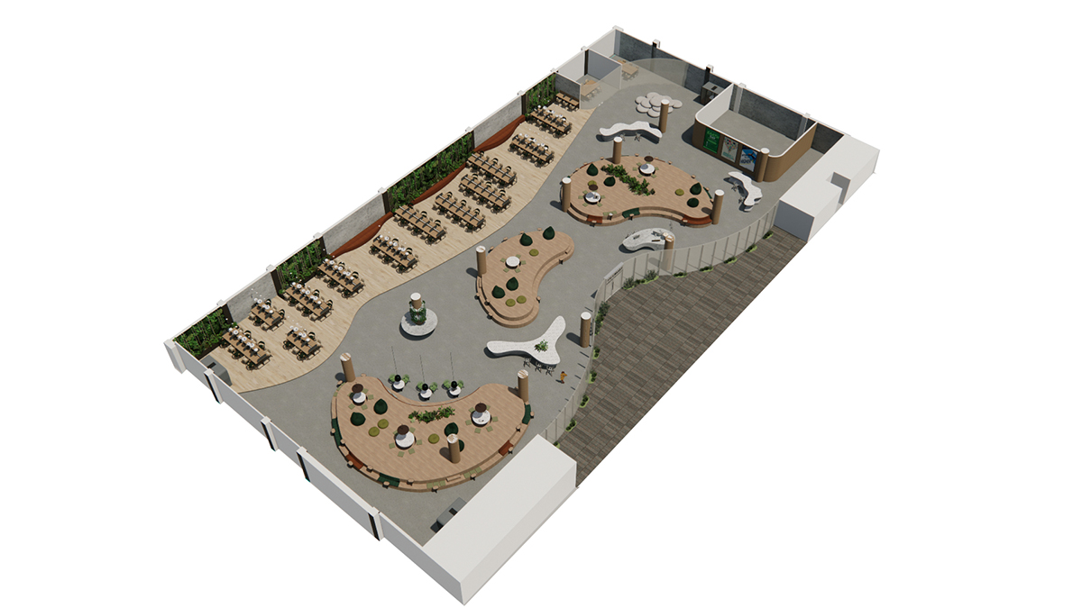 Render of the quiet individual study carrels deeper in the library