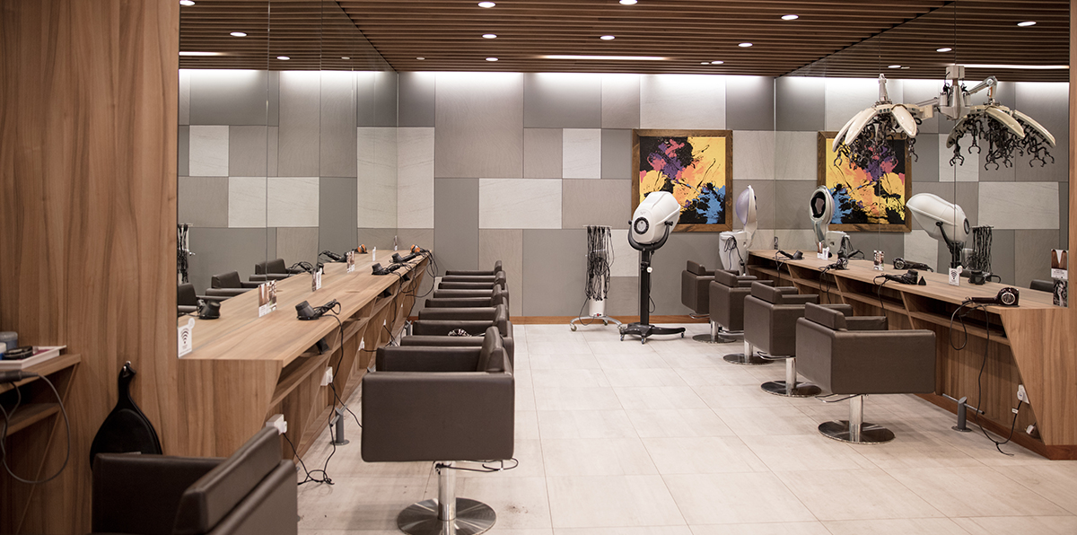 Pro Trim hair salon interior at Compass Point