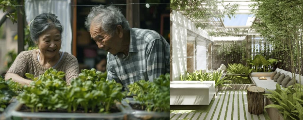 Greenery and natural light integrated into a home designed for aging well